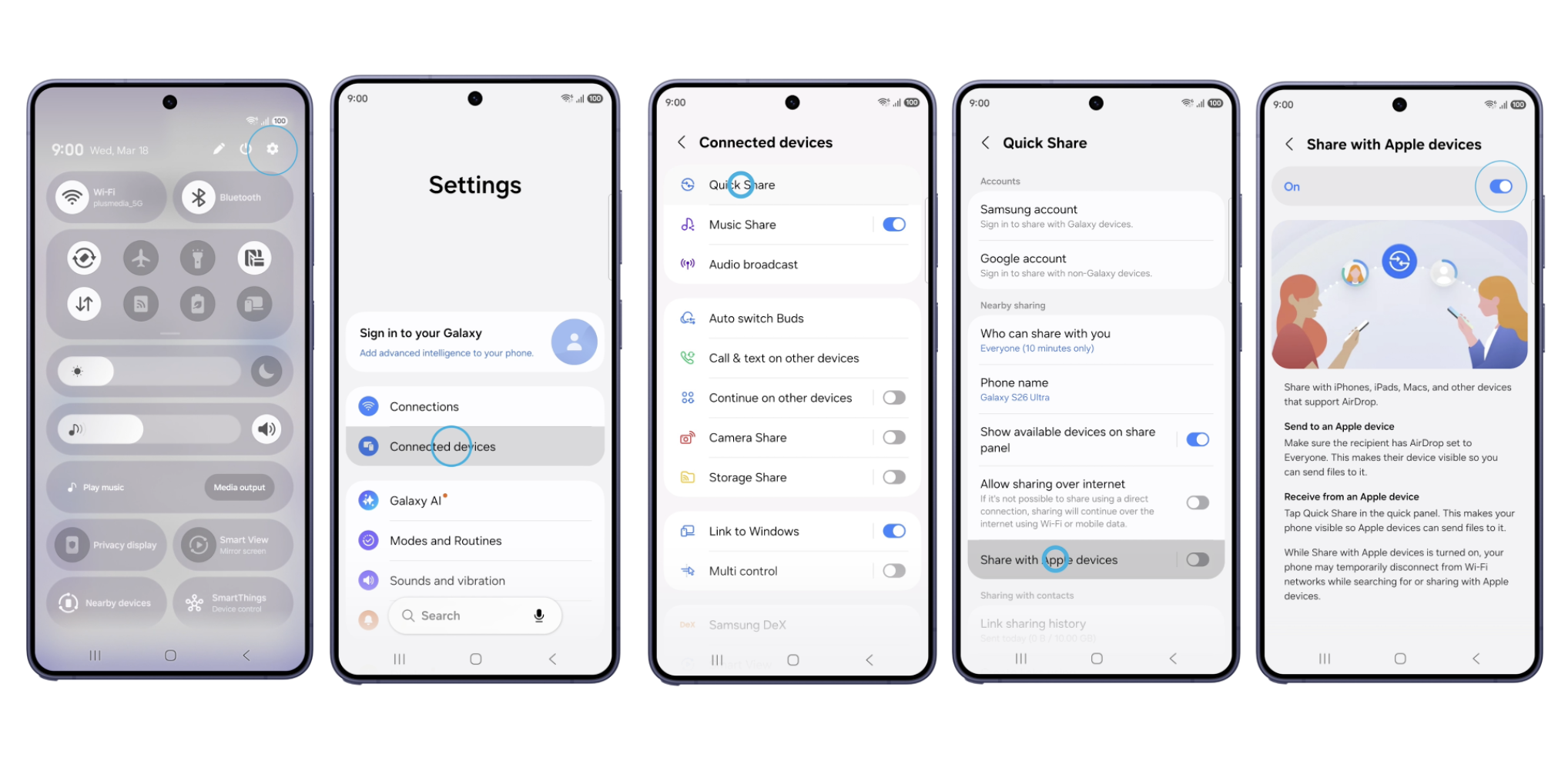 การทำงานของ Quick Share กับ AirDrop