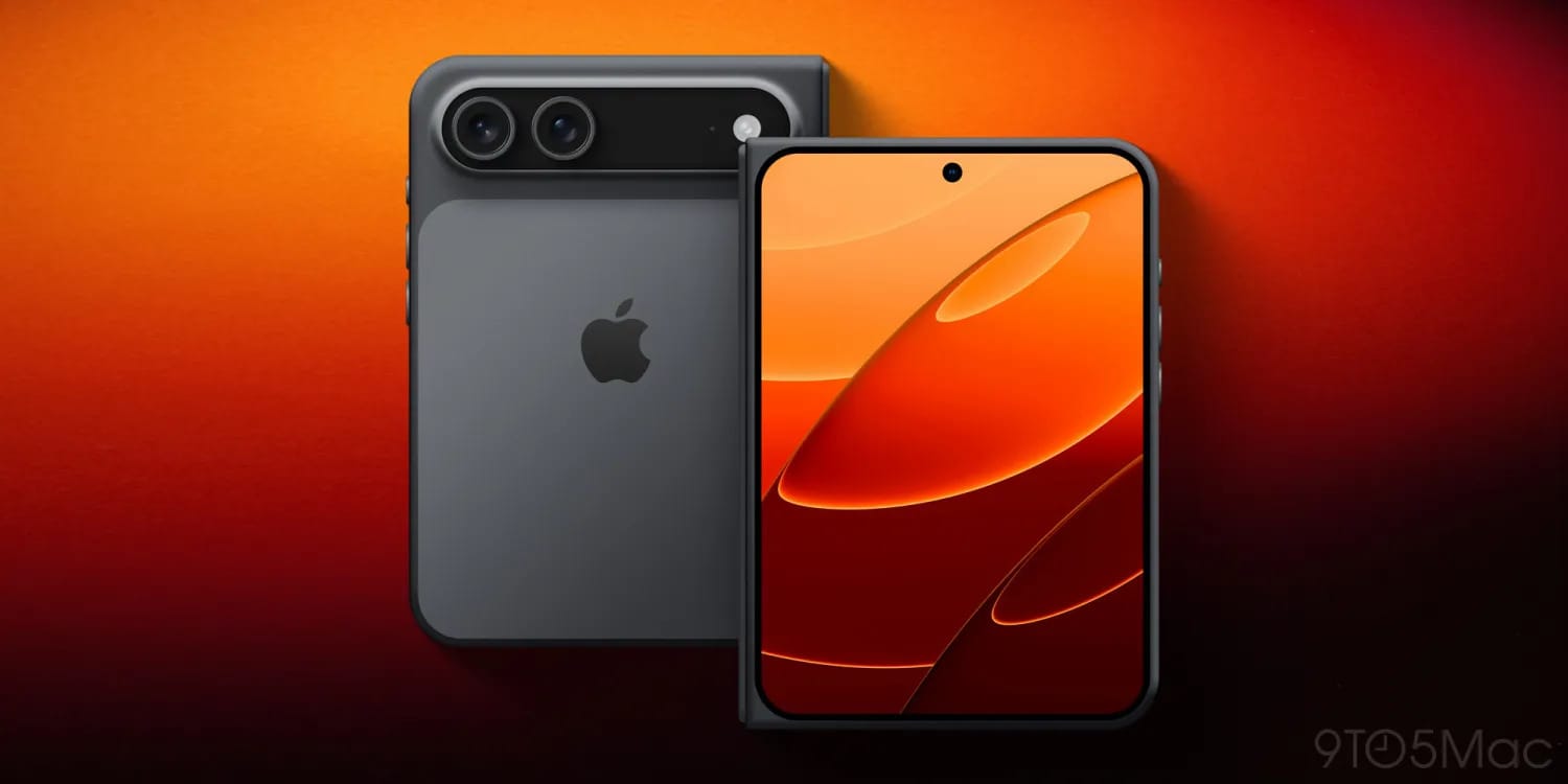 ภาพ iPhone Fold สีแดง Mockup