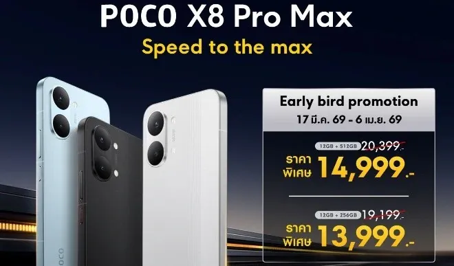 POCO X8 Pro Series: สัมผัสพลังระดับเรือธง ยกระดับประสิทธิภาพยุคใหม่ ในราคาเริ่มต้นเพียง 9,999 บาท!