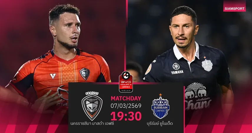 นครราชสีมา พบ บุรีรัมย์ ยูไนเต็ด: ศึกหนักของสวาทแคทกับจ่าฝูงปราสาทสายฟ้าใน BYD SEALION 6 ลีกหนึ่ง