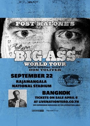 Post Malone กลับมาเขย่าราชมังฯ! “BIG ASS Stadium World Tour” พร้อมระเบิดความมัน 22 ก.ย. นี้